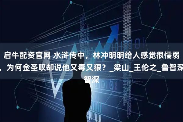 启牛配资官网 水浒传中，林冲明明给人感觉很懦弱，为何金圣叹却说他又毒又狠？_梁山_王伦之_鲁智深